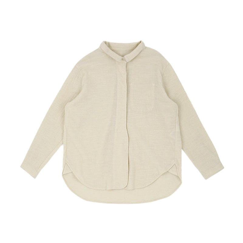 Autumn Winter Twill Brushed Short Shirt Suede Skin-Friendly Single Wear Bandage Dress Artistic Cardigan Shirt Women Clothing