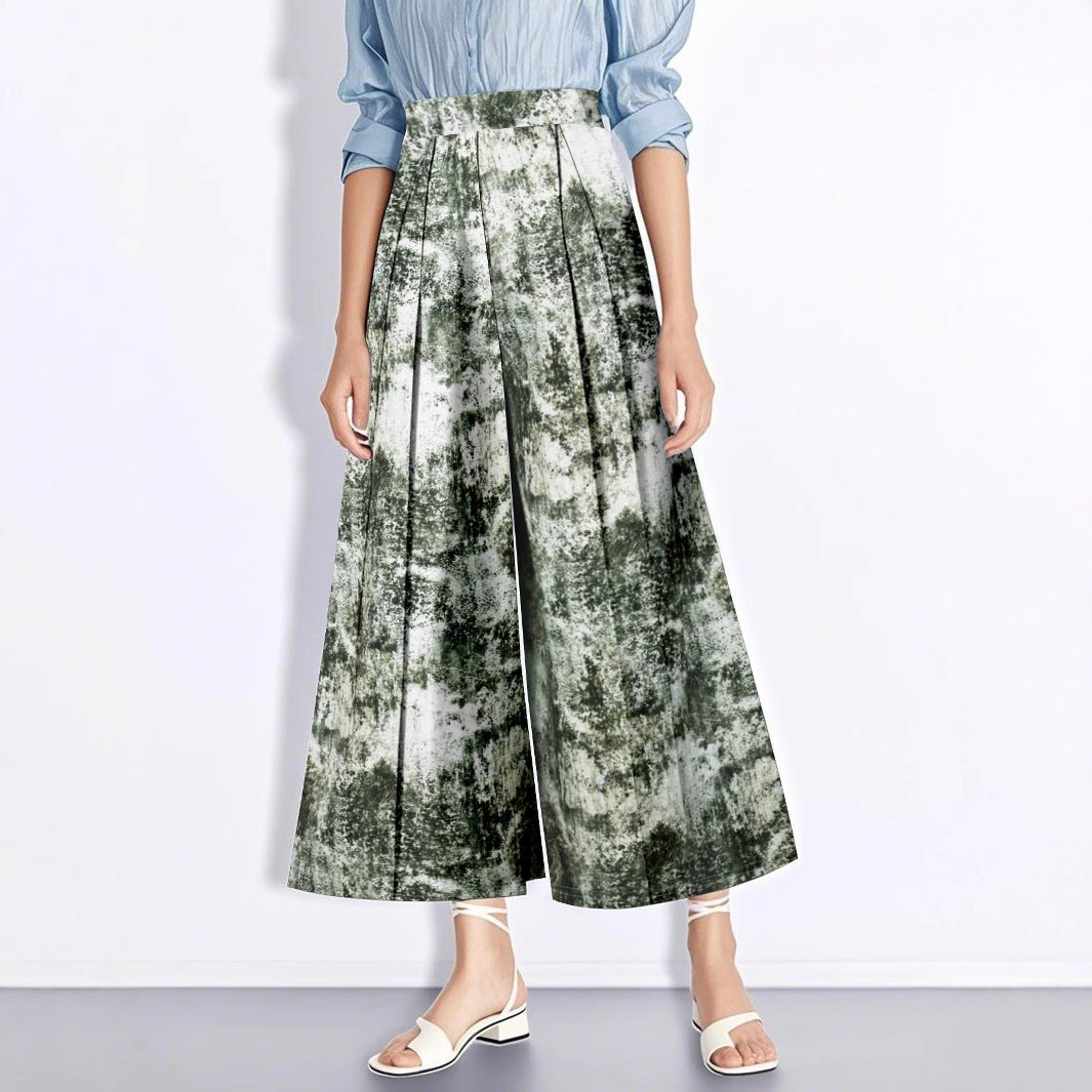 Women Clothing Fashionable Elegant High Waist Straight Moldy Pattern Fashionable Women Trousers