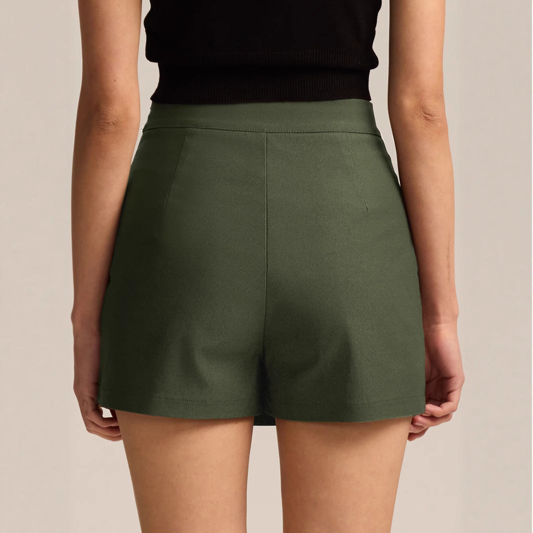 Women Clothing High Waist Slit Pantskirt High Quality Stretch Zipper Culottes Skirt