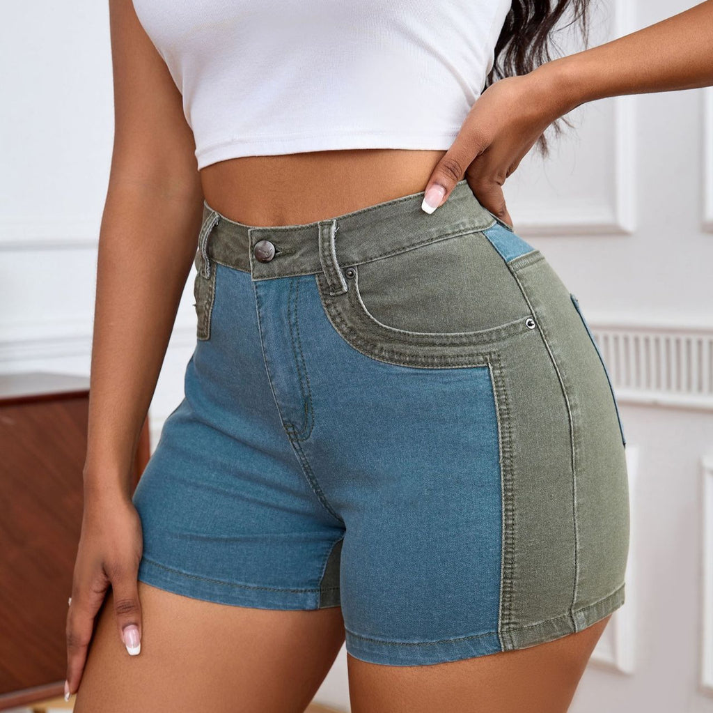 Stretch Washed Stitching Hip Lifting Denim Shorts Women Manufacturer