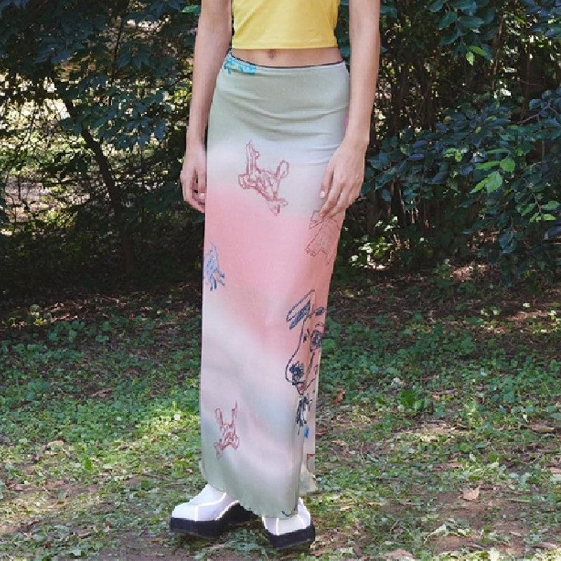 Summer Women Clothing Street Sexy Gradient Skirt Women