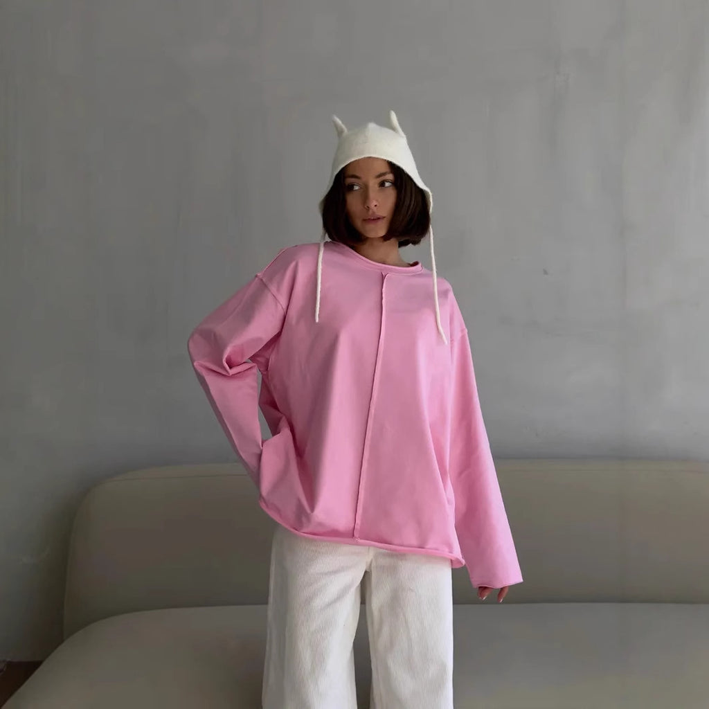 Spring Summer Worn Cotton Long Sleeve T shirt Women Loose Soft Knitted Terry Cloth Top Women