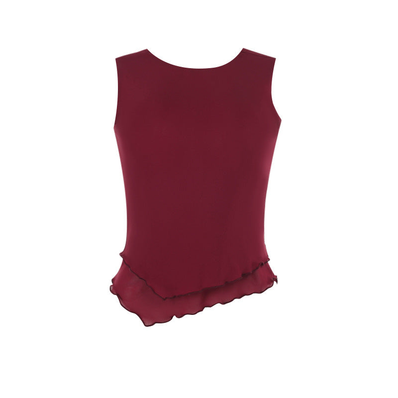 Spring Women Clothing Casual Wild Vest Mesh round Neck Top for Women