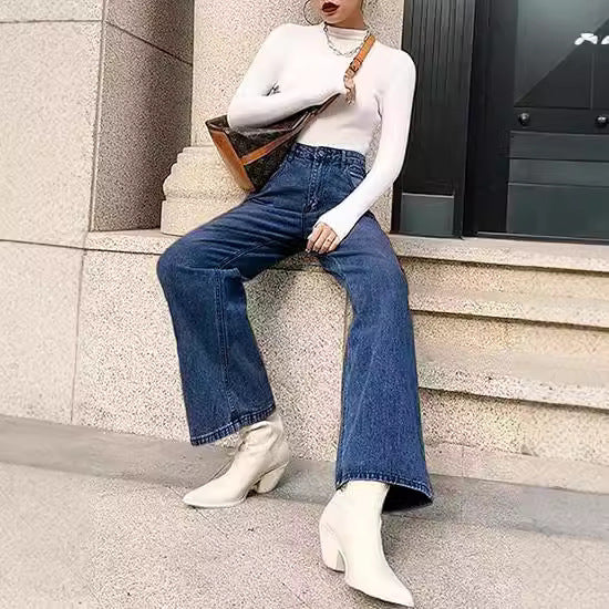 Slimming High Waist Non Stretch Jeans for Women