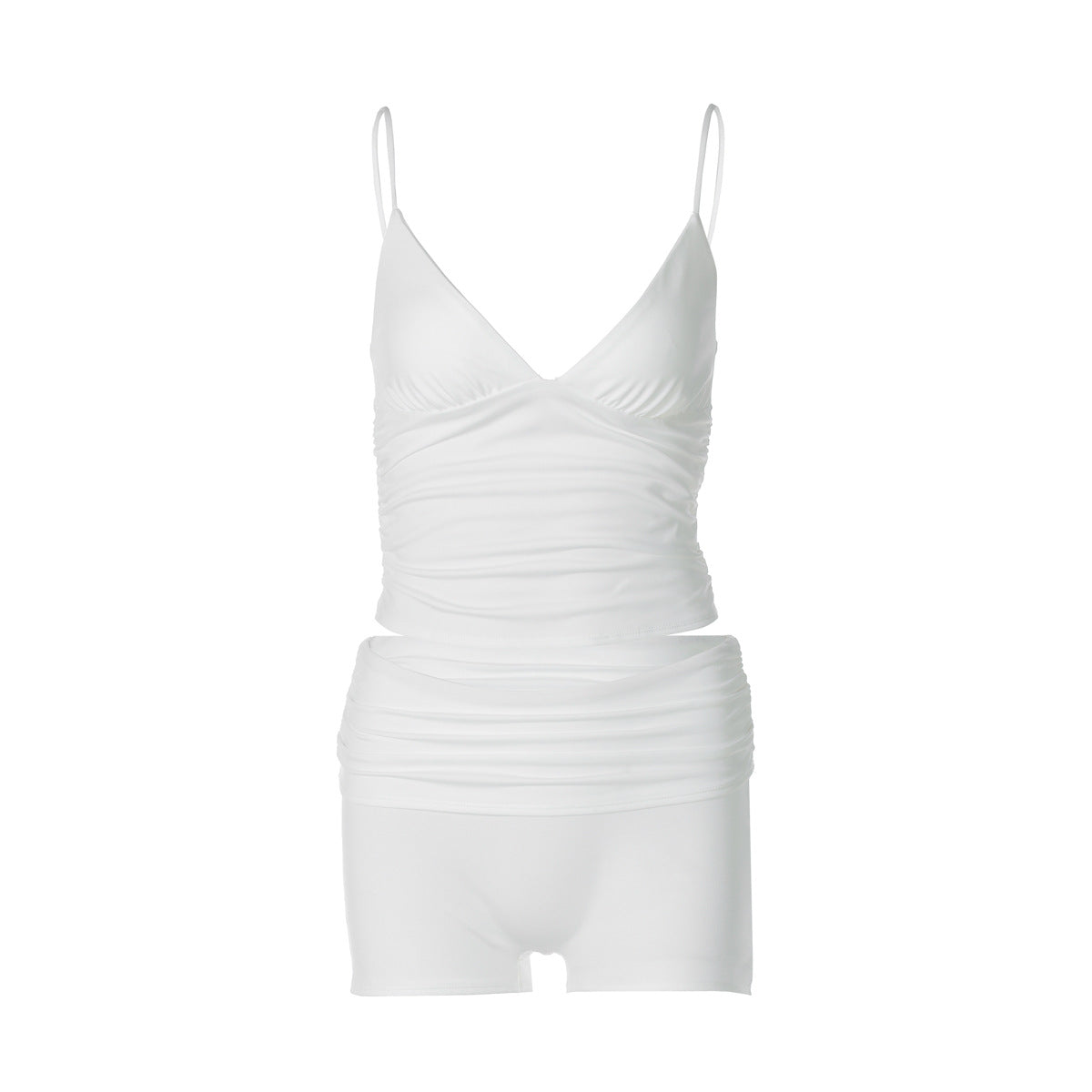 Women Clothing Summer Solid Color Camisole Bum Lift Shorts Sports Fitness Set