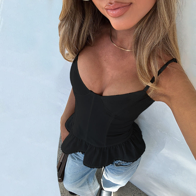Sexy Waist Strap Top Summer Tube Top Sexy Vest