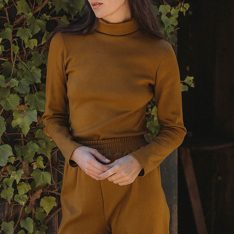 Heavy Turtleneck T shirt Autumn Winter Women High End Double Sided Brushed plus Thick Velvet Warm Top Inner Bottoming Shirt