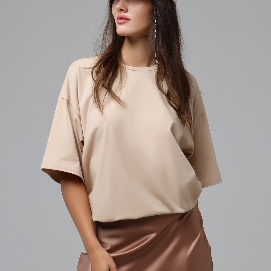 Spring Summer Solid Color T Shirt Women Cotton Short Sleeved Shirt Loose All Match