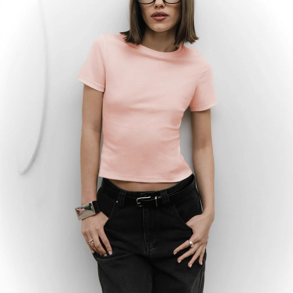 Simple Short Top Summer Sexy Cropped Short Sleeve Slim Fit Slimming T shirt
