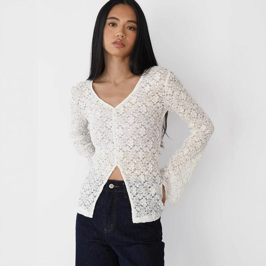 Creamy-white V-neck