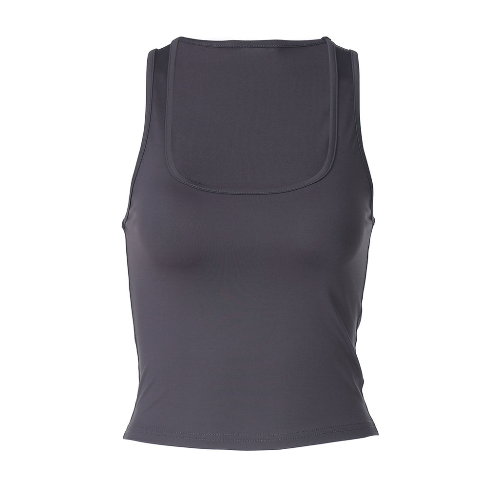Women Clothing Spring Summer Sexy Solid Color Sleeveless Square Collar Inner Wear Base Small Tank Top