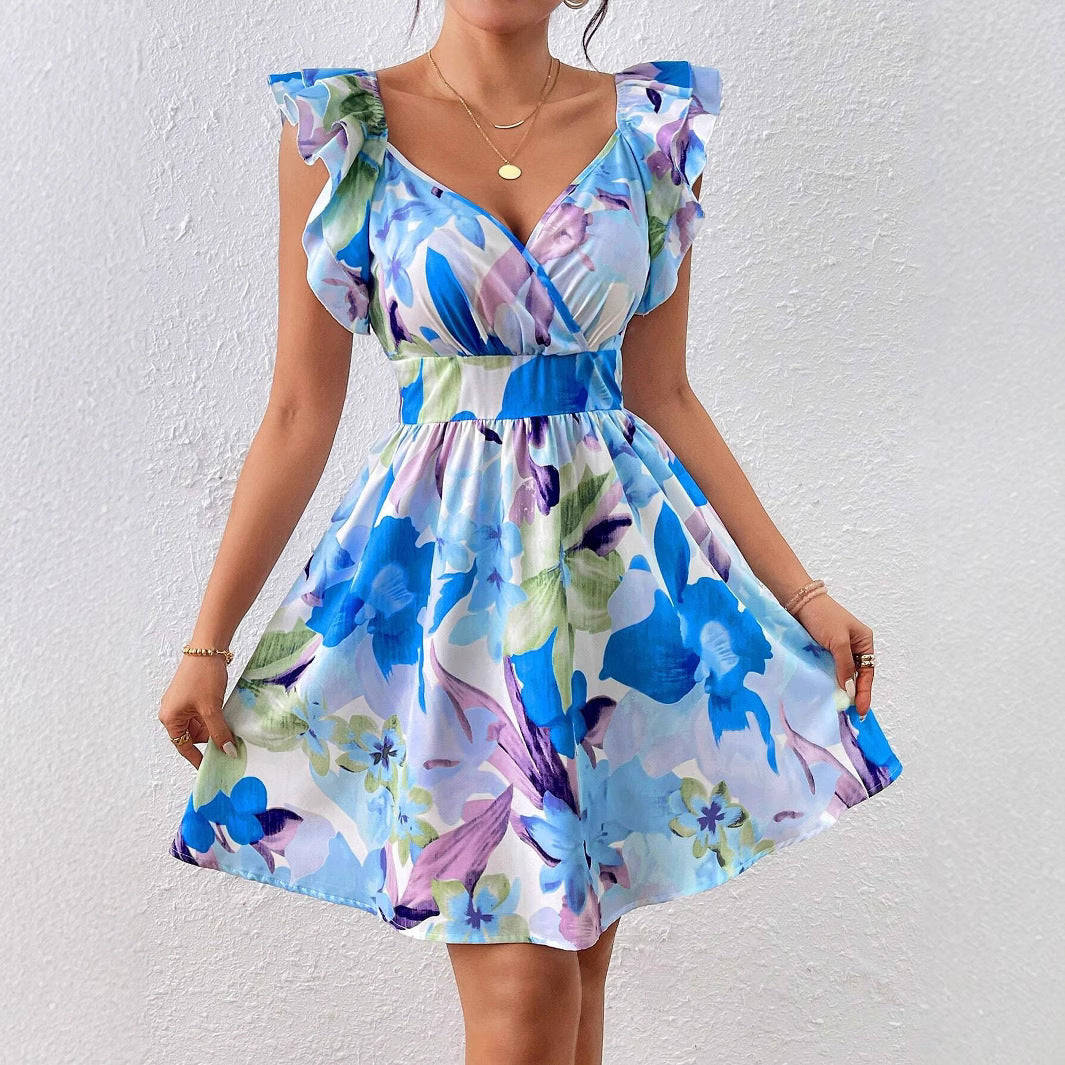 Gather Thin Cover Your Belly Beach Vacation Women Summer Dress Sexy Adult Lady like Woman Lightly Mature Texture High Grade