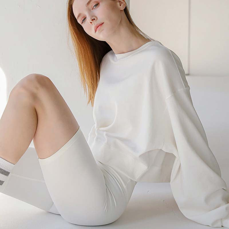 Short Sweatshirt Women Clothing Spring Autumn Long Sleeve round Neck Pullover Casual Yoga Clothes Sexy Fitness Sports Top