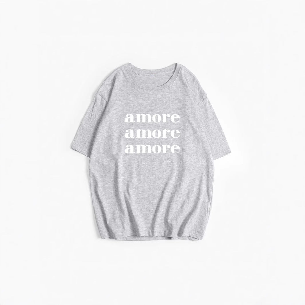 Printed T shirt Women Summer Loose round Neck Cotton Short Sleeve Top