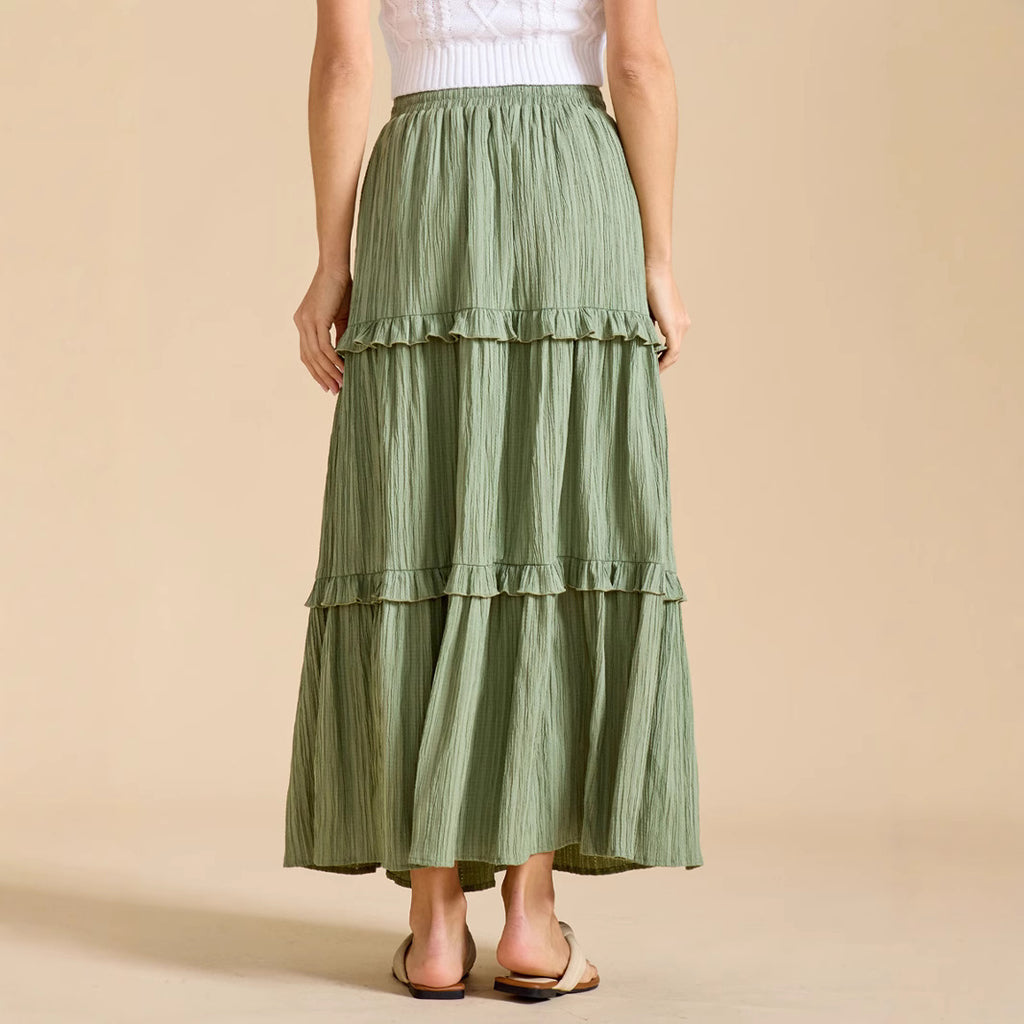 Drawstring Lace Skirt High Waist Elastic plus Size A line