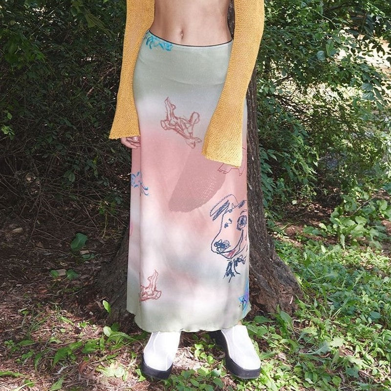 Summer Women Clothing Street Sexy Gradient Skirt Women