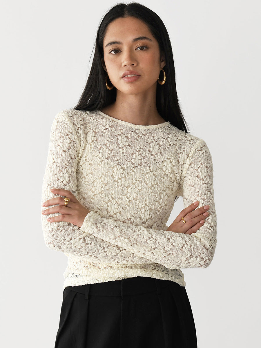 Creamy-white round Neck