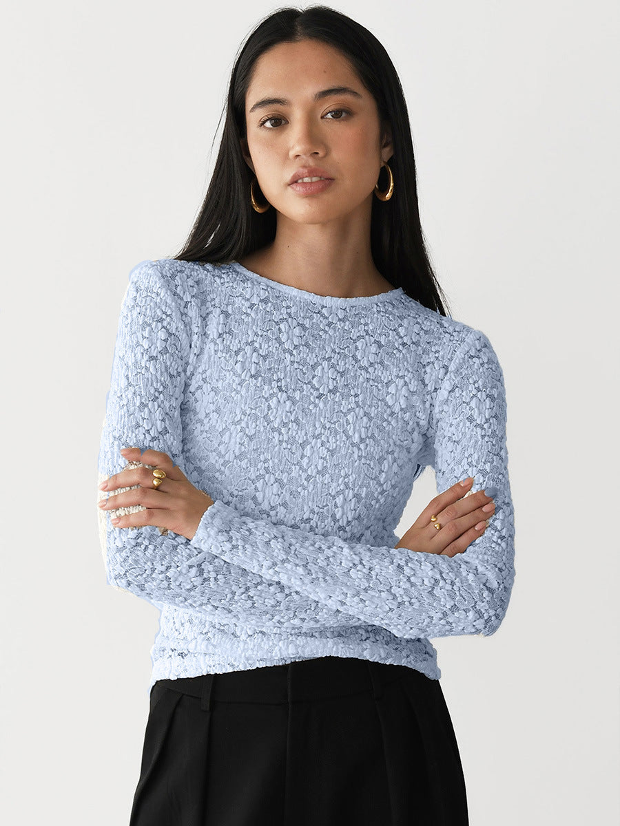 Blue round neck