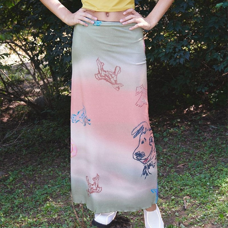 Summer Women Clothing Street Sexy Gradient Skirt Women