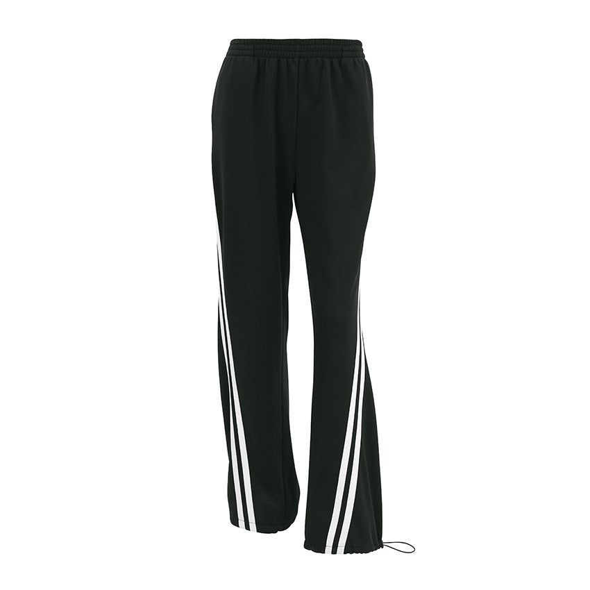 Fall Winter Black Knitted Cool Contrast Color All Matching Trousers Office Lace up Low Waist Casual Pants for Women