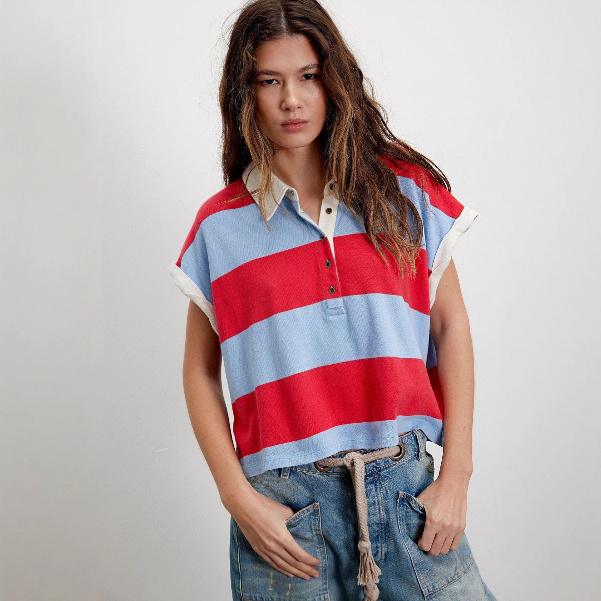 Women Clothing Personal Casual Striped Women Short Sleeve Loose T shirt