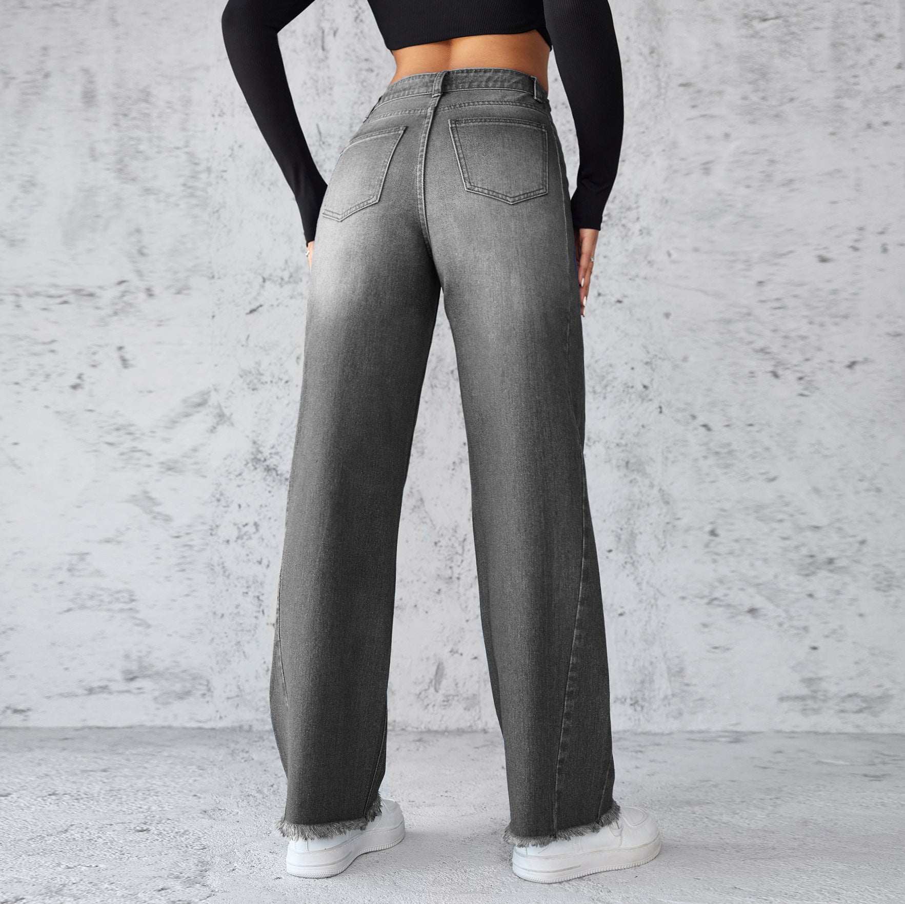 Women Stretch Straight Wide Leg Jeans