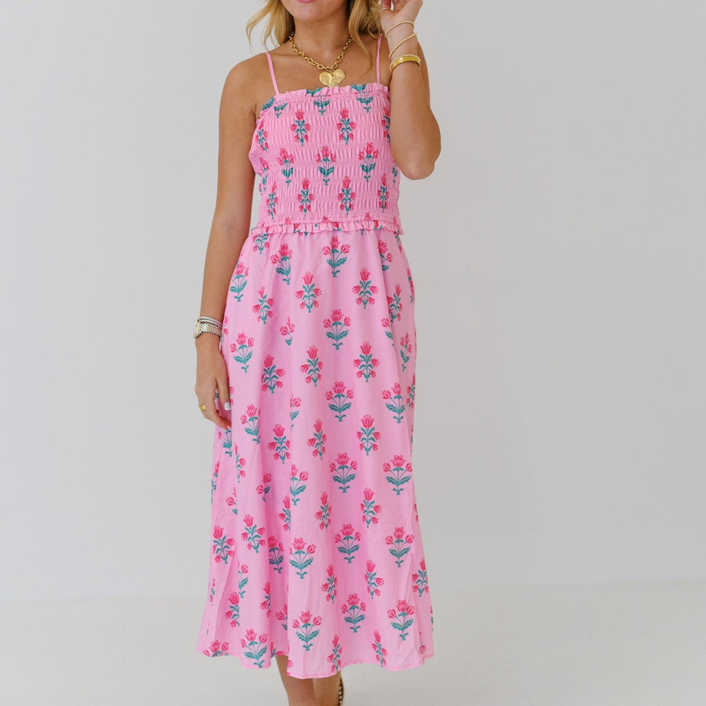 Women Urban Casual Printed Floral Pleated Sling Dress
