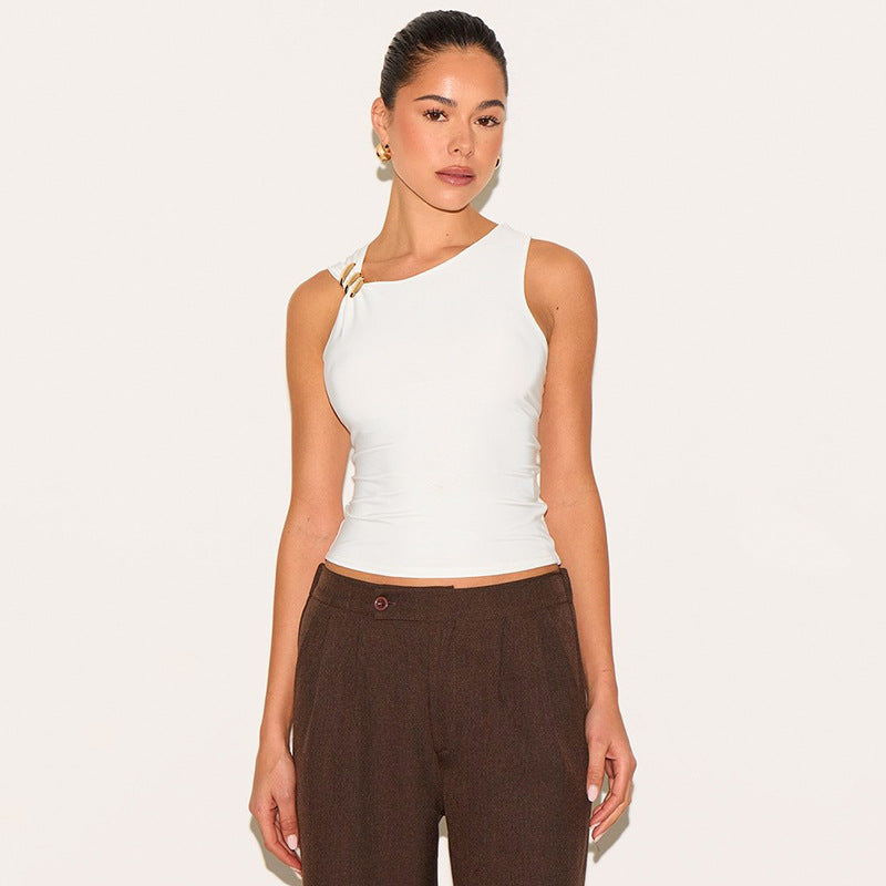Women Clothing Summer Sexy Simple Solid Color Tight Trim Long Vest Women