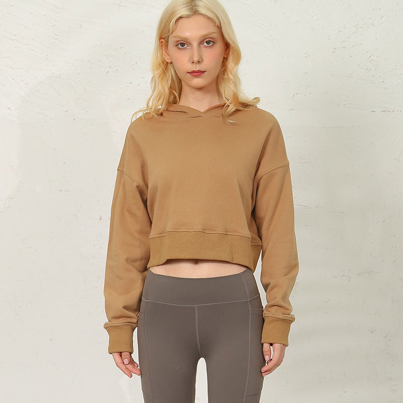 Short Sweatshirt Sexy Cropped Sexy Women Outdoor Pullover Hooded Fitness Sportswear Long Sleeve Women