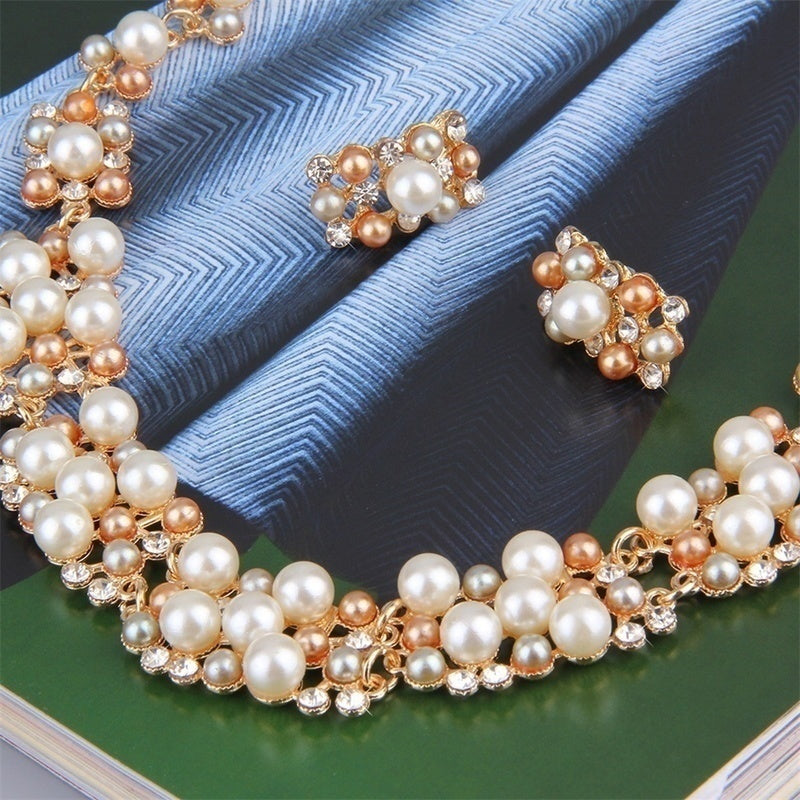 Imitation Pearl Bridal Jewelry Set - Sandou Store